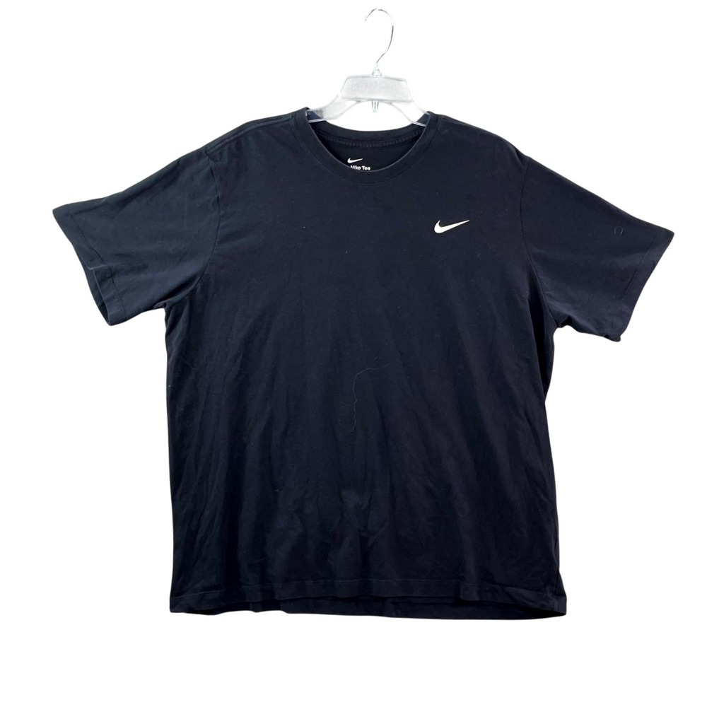 Nike T-Shirt Mens 2XL Black Swoosh Dri-FIT Crew Neck‎ Athletic Training Workout